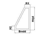 Fönster, Fast med fasat hörn, vänster, 5-sidigt fönster, ange H2 och B2 under övriga krav i beställning.

H2/B2 kan vara 0 eller mer än 170 mm.  
Begränsningar finns för hur liten vinkel det kan vara för att foga samman två profiler: 
- Fast utan blad 30 grader 
- Fast med blad, 40 grader 

Fönstret går att få i öppningsbart utförande. Kontakta oss för information om vad som då gäller. Lågt Pris!!!