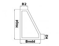 Fönster, Fast med fasat hörn, höger, 5-sidigt fönster, ange H2 och B2 under övriga krav i beställning. 

H2/B2 kan vara 0 eller mer än 170 mm. 
Begränsningar finns för hur liten vinkel det kan vara för att foga samman två profiler: 
- Fast utan blad 30 grader 
- Fast med blad, 40 grader 

Fönstret går att få i öppningsbart utförande. Kontakta oss för information om vad som då gäller. Lågt Pris!!!